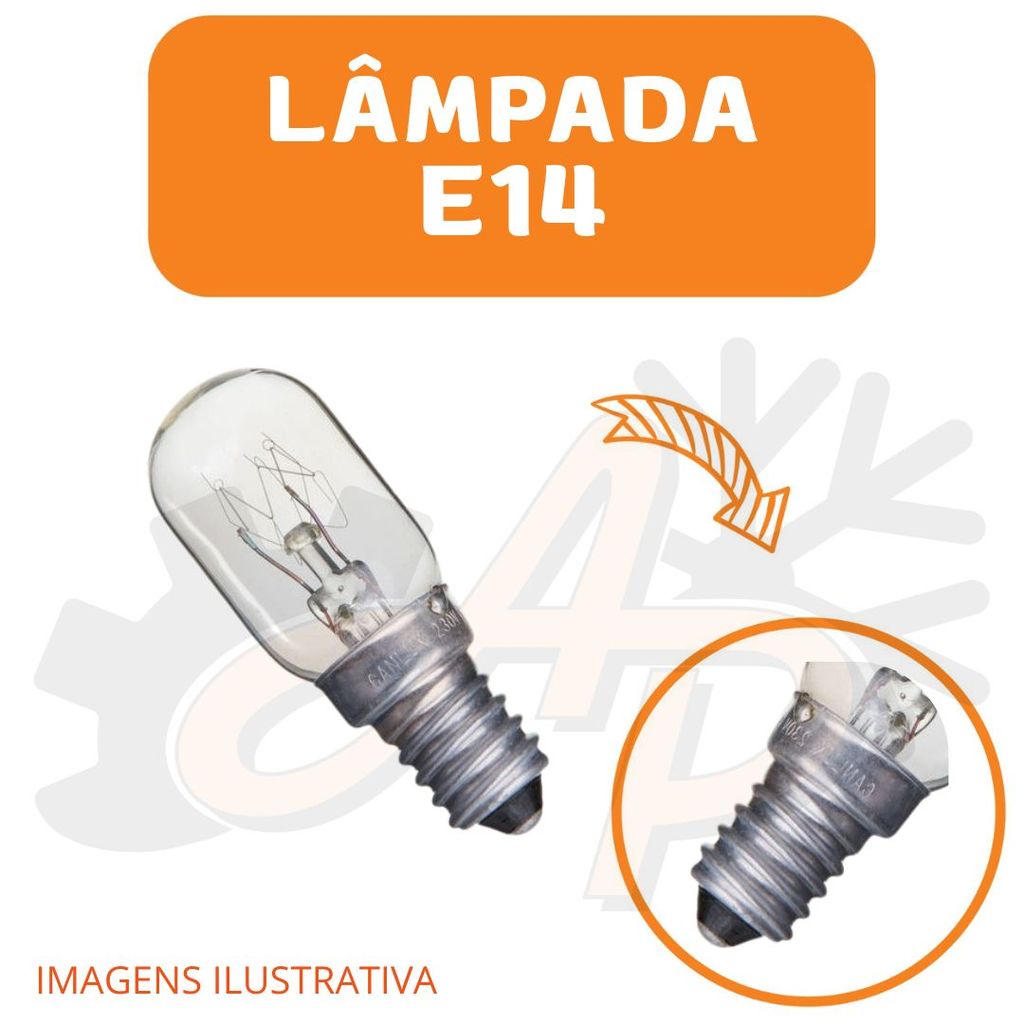 Lâmpada de Geladeira / refrigerador Universal 220v 15w E14 Branco-quente