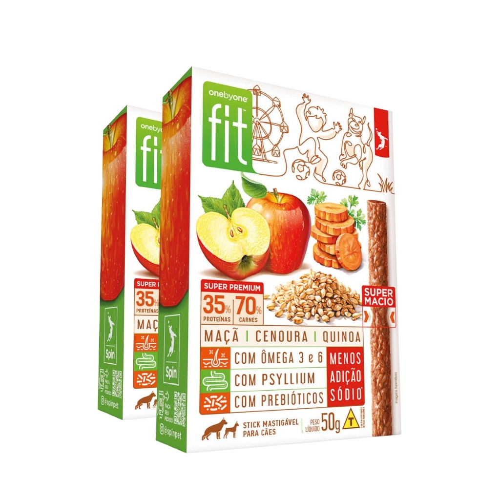 Kit 2 Caixas Petisco SpinFit Cães Maçã Cenoura e Quinoa