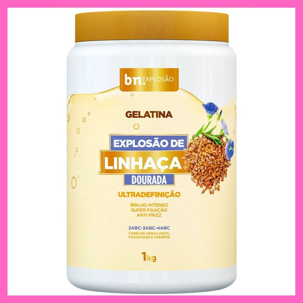 Gelatina Beleza Natural Explosão de Linhaça 1Kgbn.Cachos