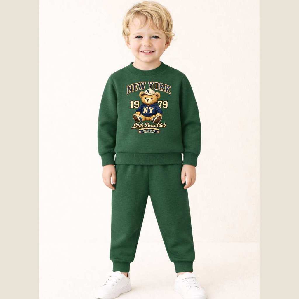 Blusa Calça Roupa de Frio Infantil Menino Conjunto Moletom Bebê Ursinho