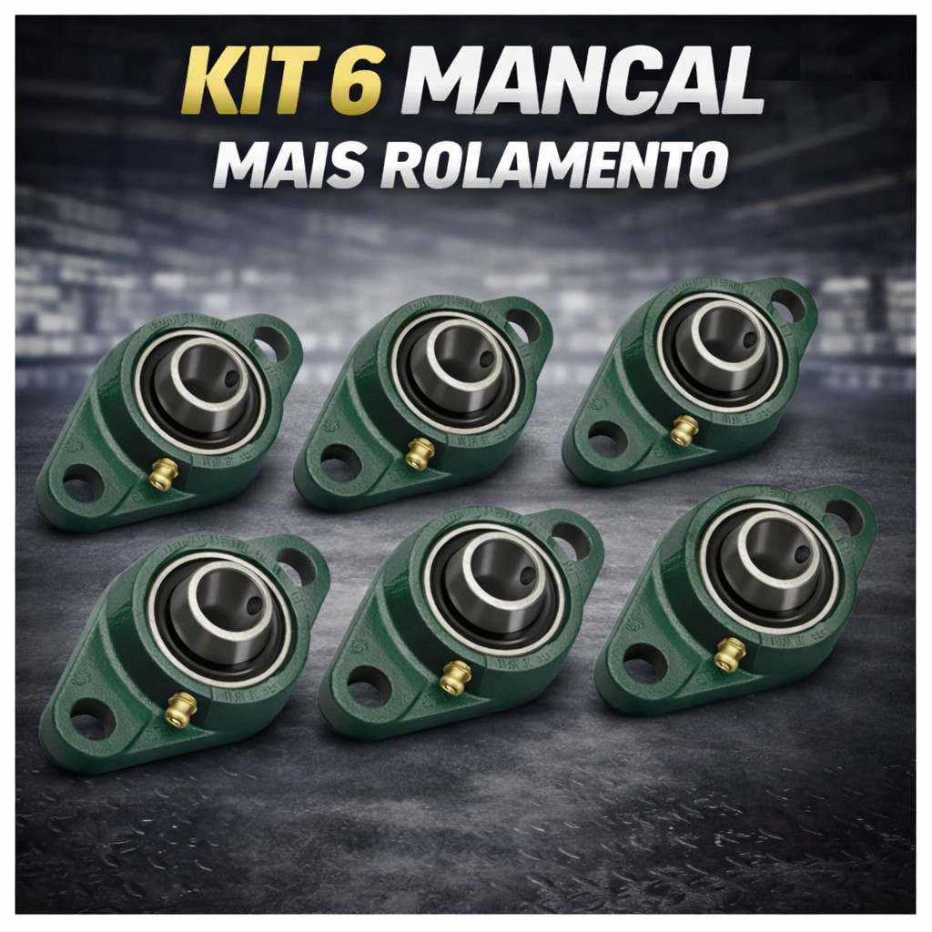 Kit 6 Rolamento + Mancal Ucfl 204-12 Fl204+uc204-12 Eixo 3/4
