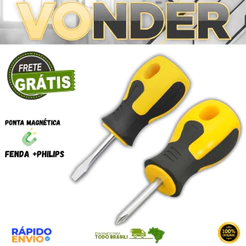 Jogo de Chave Toco Phillips/Fenda Emborrachada 3/16" x 1.1/2" Ponta Magnética Vonder Oferta Premium