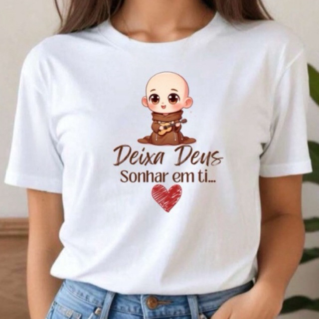 Blusa Católica Religiosa Camiseta Feminina e Unissex, Roupa Menina Frei gilson tshirts Nossa Senhora