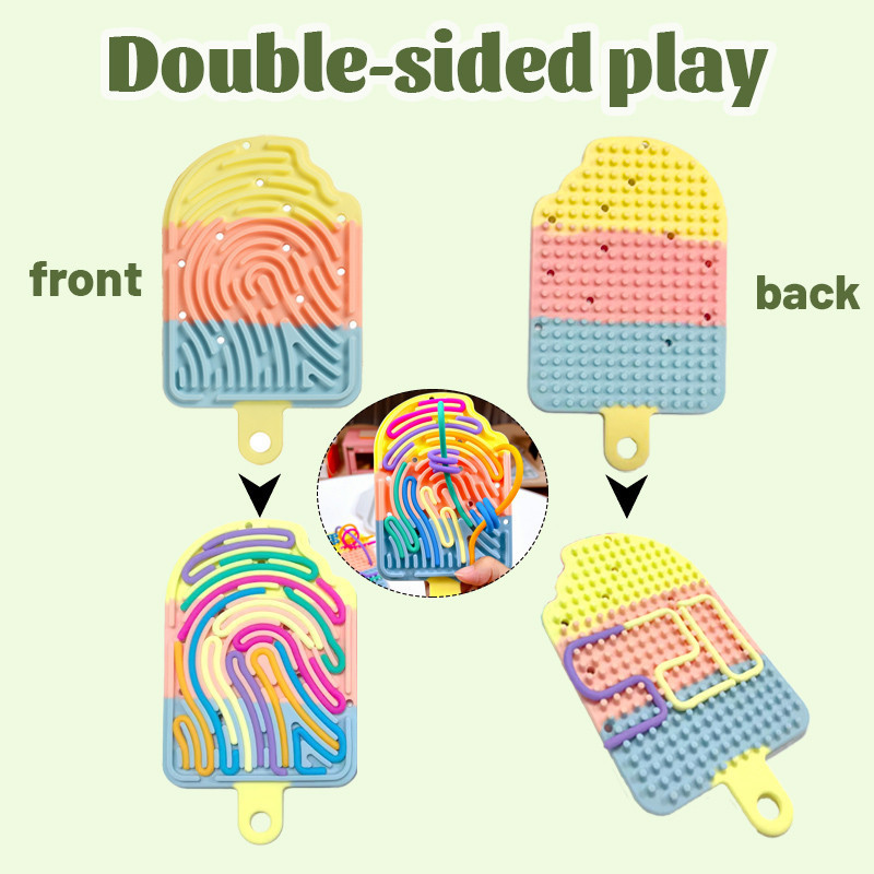 Geetoy Quadro Sensorial de Silicone Sorvete – 12 Fios Coloridos Duplo Lado Educativo Infantil — imagem 2 de 2
