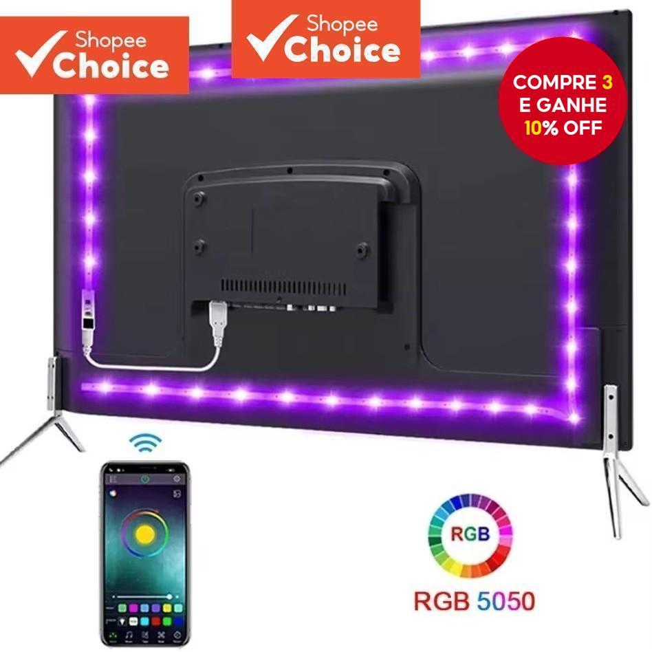 Luz De Tira LED USB 1M Bluetooth RGB Fita Flexível Fundo De TV 5V