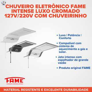Chuveiro Eletrônico Fame Intense Luxo Cromado 127V/220V  Com Chuveirinho em Oferta na Shopee