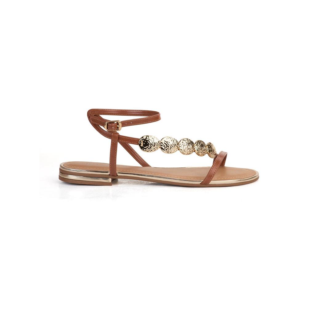 Sandália Rasteira Bebecê Fechamento Tornozelo Enfeite Gotas Douradas em Oferta na Shopee