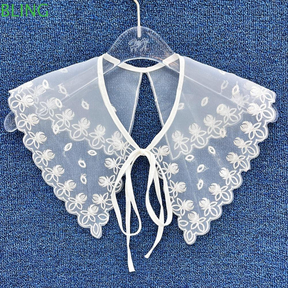 Camisa Destacável BLING , Roupas Infantis Bordadas Gola De Renda Feminina Femininas