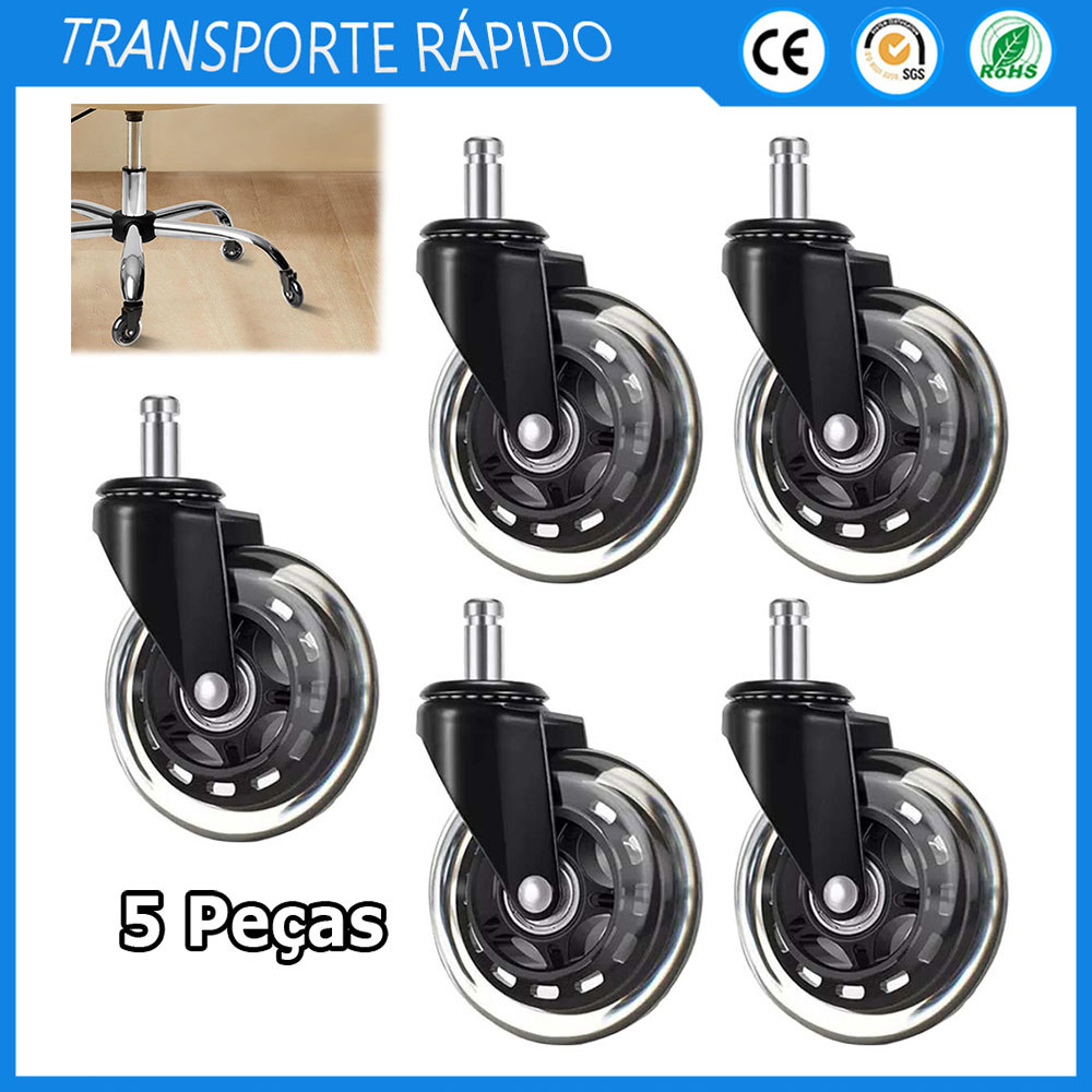 Kit 5 Preto Rodinha para cadeira de escritório roda de reposição rodinha giratória silenciosa para cadeira de computador