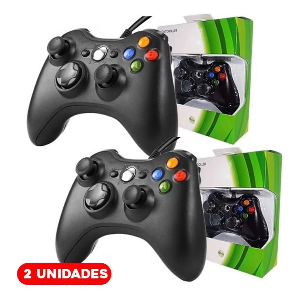 Kit 2 Controle Pc Windows Notebook Com Fio Xboxslim Portatil Xbox 360 Sem Fio Wirelles Joystick Para Computador Ps3