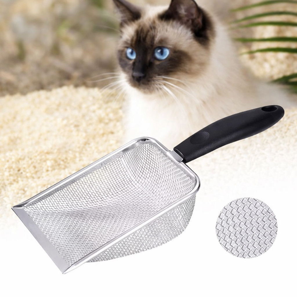 Pá Higiênica Areia de Gatos com Peneira Aço Inoxidável