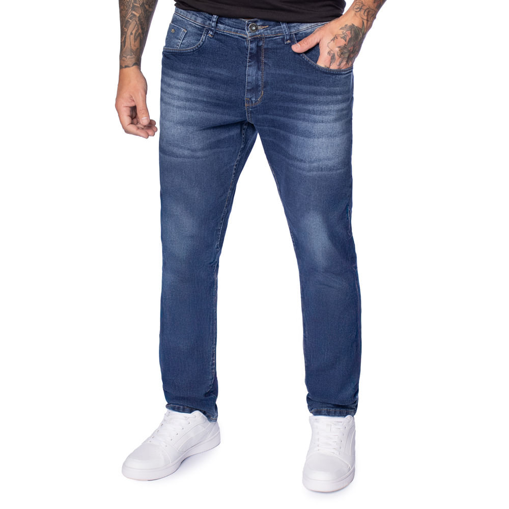 Calça Jeans Masculina Gangster Modelagem Reta Azul Escuro em Oferta na Shopee