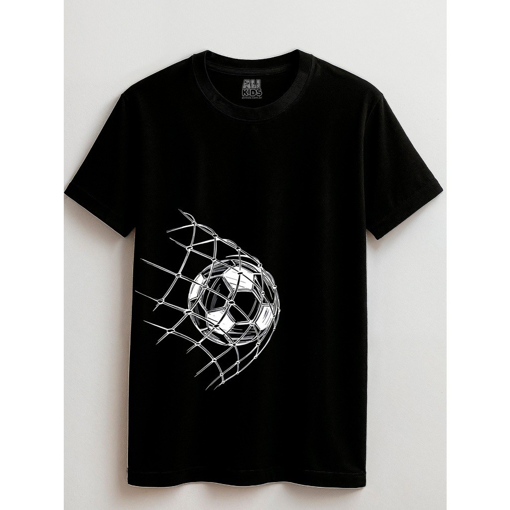 envio 24horas Camiseta Bola na Rede Juvenil e Infantil 2 ao 16 anos Unissex 100 Algodao
