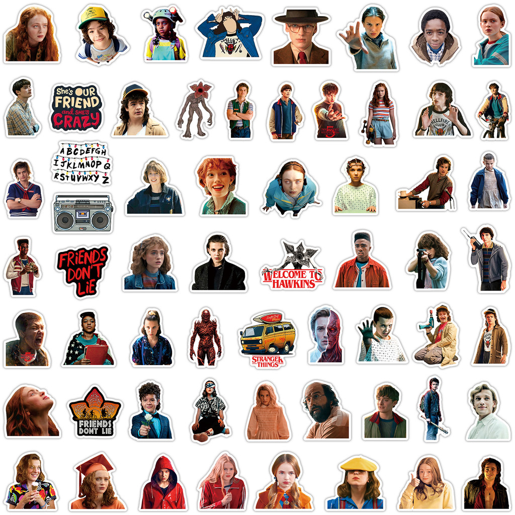 60 Peças Adesivos À Prova D'água Stranger Things-Decalques Temáticos Legais Para Capa De Telefone , Tablet E Bagagem , D