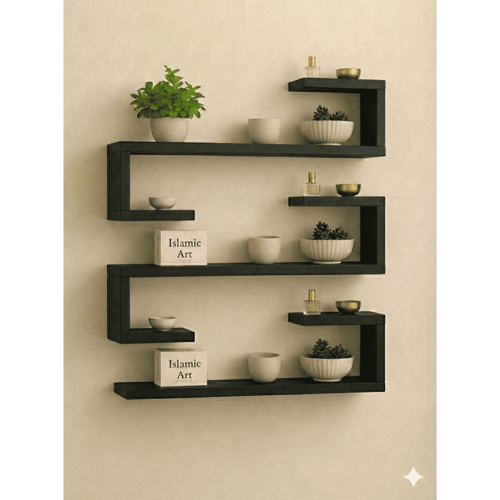 Kit Nichos Decorativos Formato S e J em MDF – Estilo Moderno para Sua Parede em Oferta na Shopee