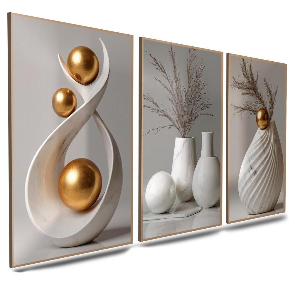 Kit Quadros Decorativos Abstratos Modernos Estilo Luxo Minimalista