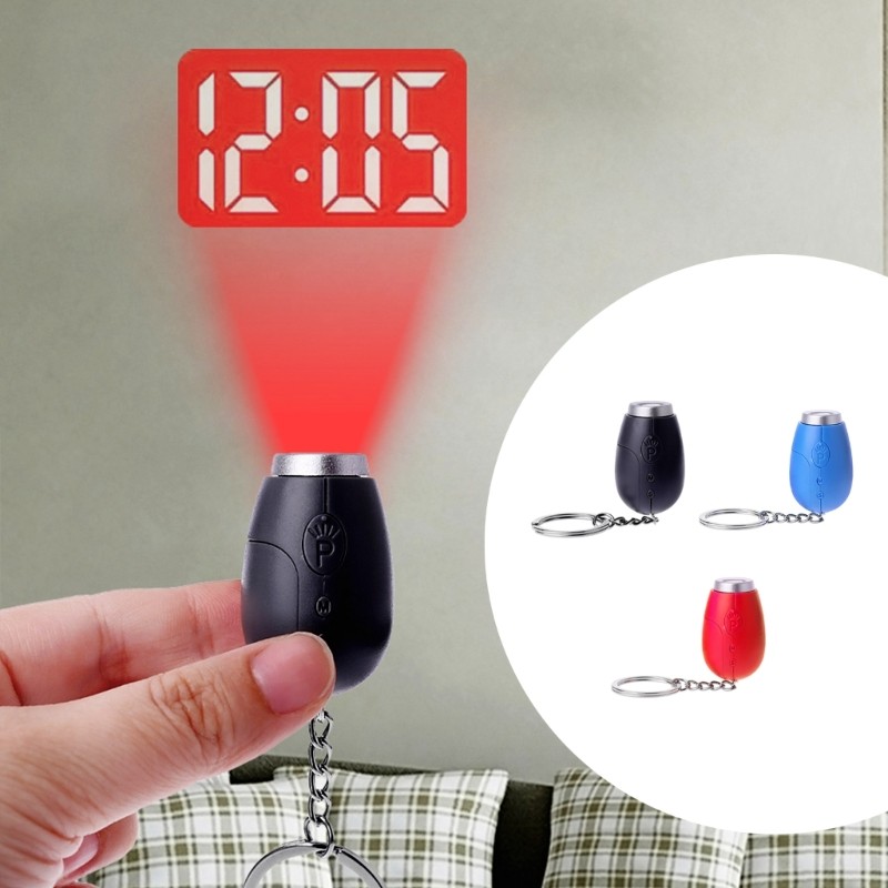 Estone Despertador Projeção Portátil Display LED Lanterna Chaveiro Vermelho Preto Opção Para Me