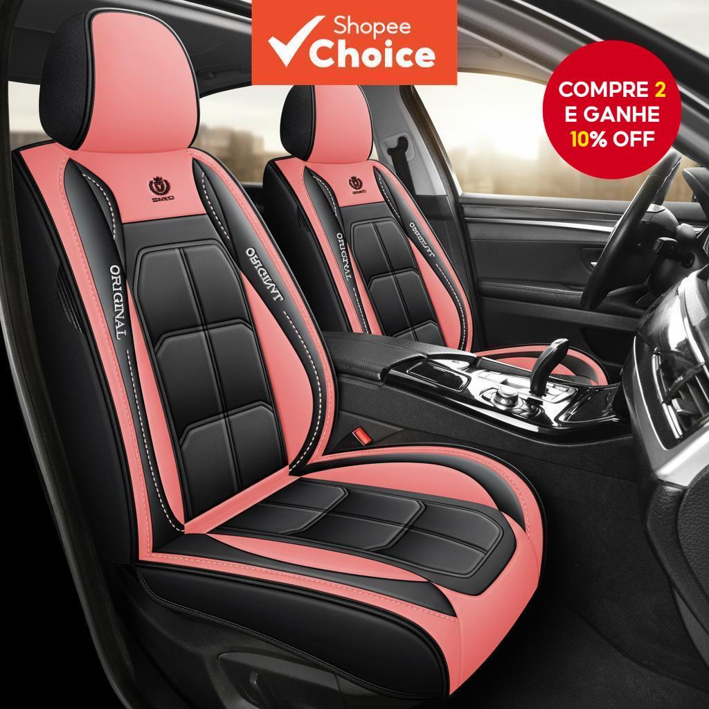 Capa de assento de carro de luxo em couro PU, conjunto completo de almofada de assento universal, protetor impermeável em Oferta na Shopee