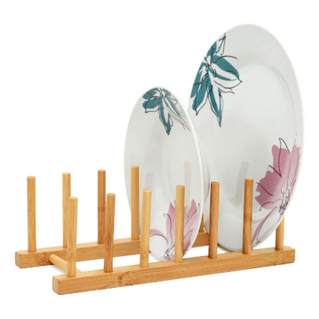 Cozinha Organizada Suporte Material Bambu Para Pratos Copos em Oferta na Shopee