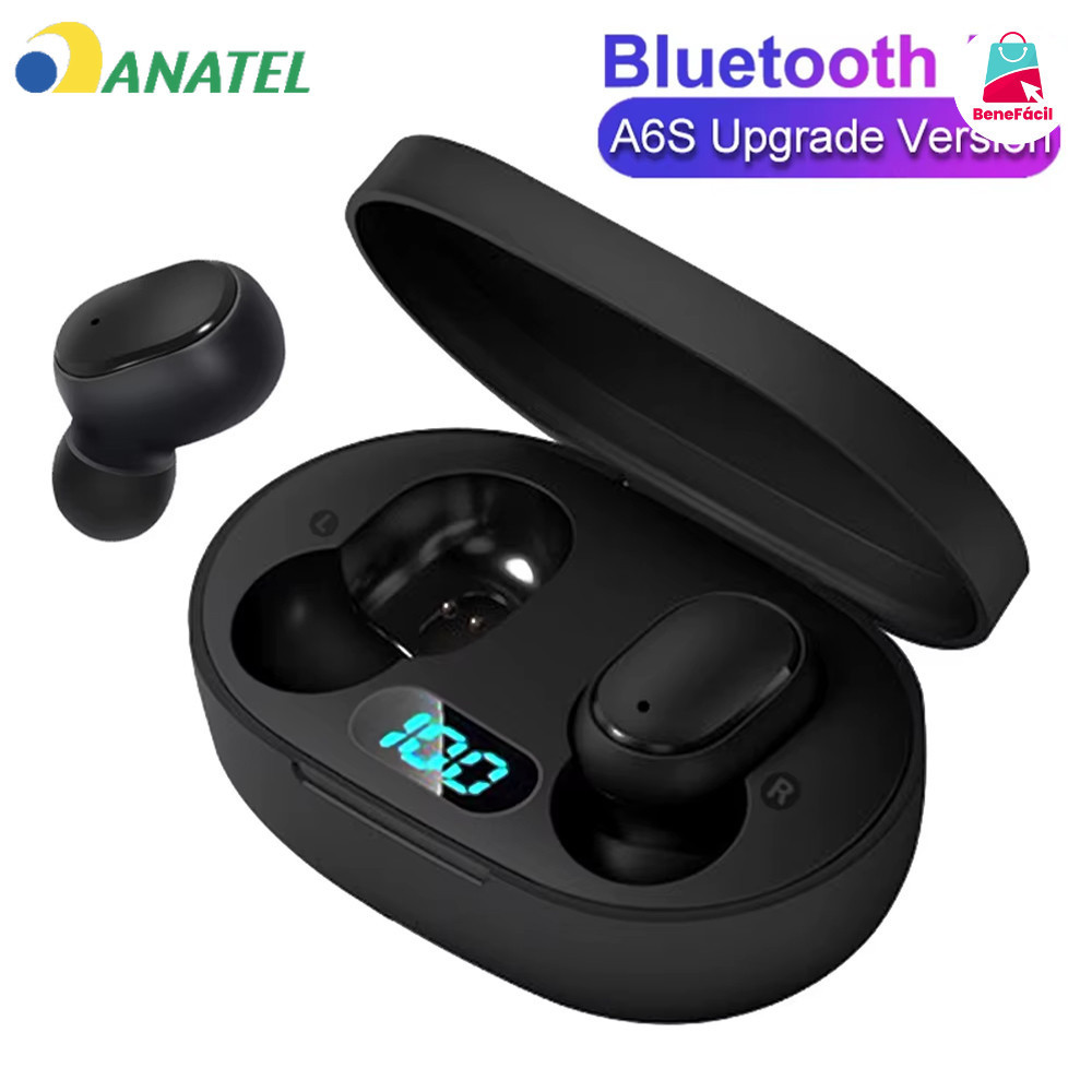 Fone De Ouvido Sem Fio E6s Bluetooth 5.0 Tws Esportivos Estéreo Com Visor De Ene