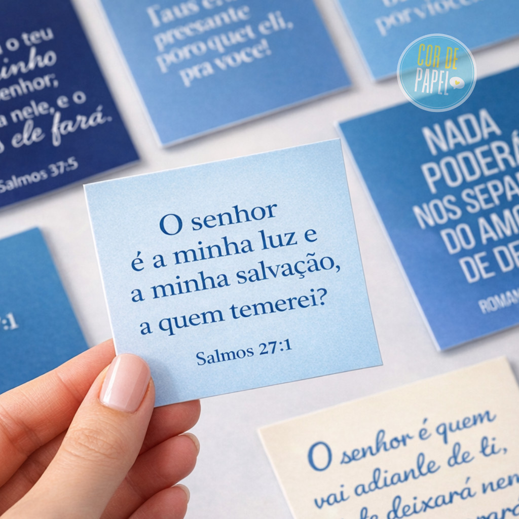 Kit Até 240 Mini Cartões Tons de Azul Frases Motivacionais 5x5cm em Oferta na Shopee