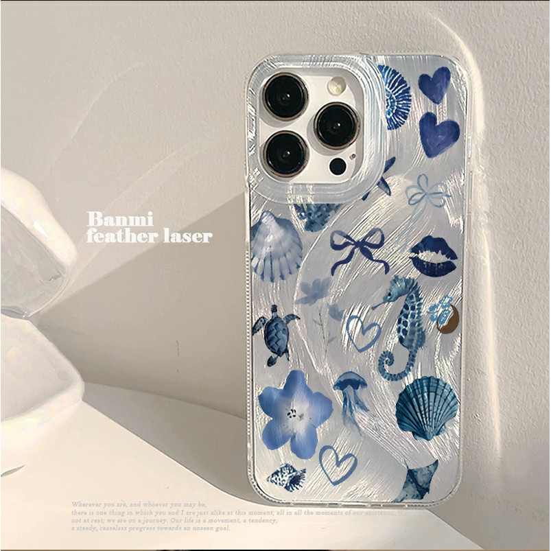 Capinha Capa Para iPhone XR XS MAX 7 8 14 15 16 Plus 11 12 13 14 15 16 17 Pro Max À Prova de Choque Cavalo-marinho azul em Oferta na Shopee