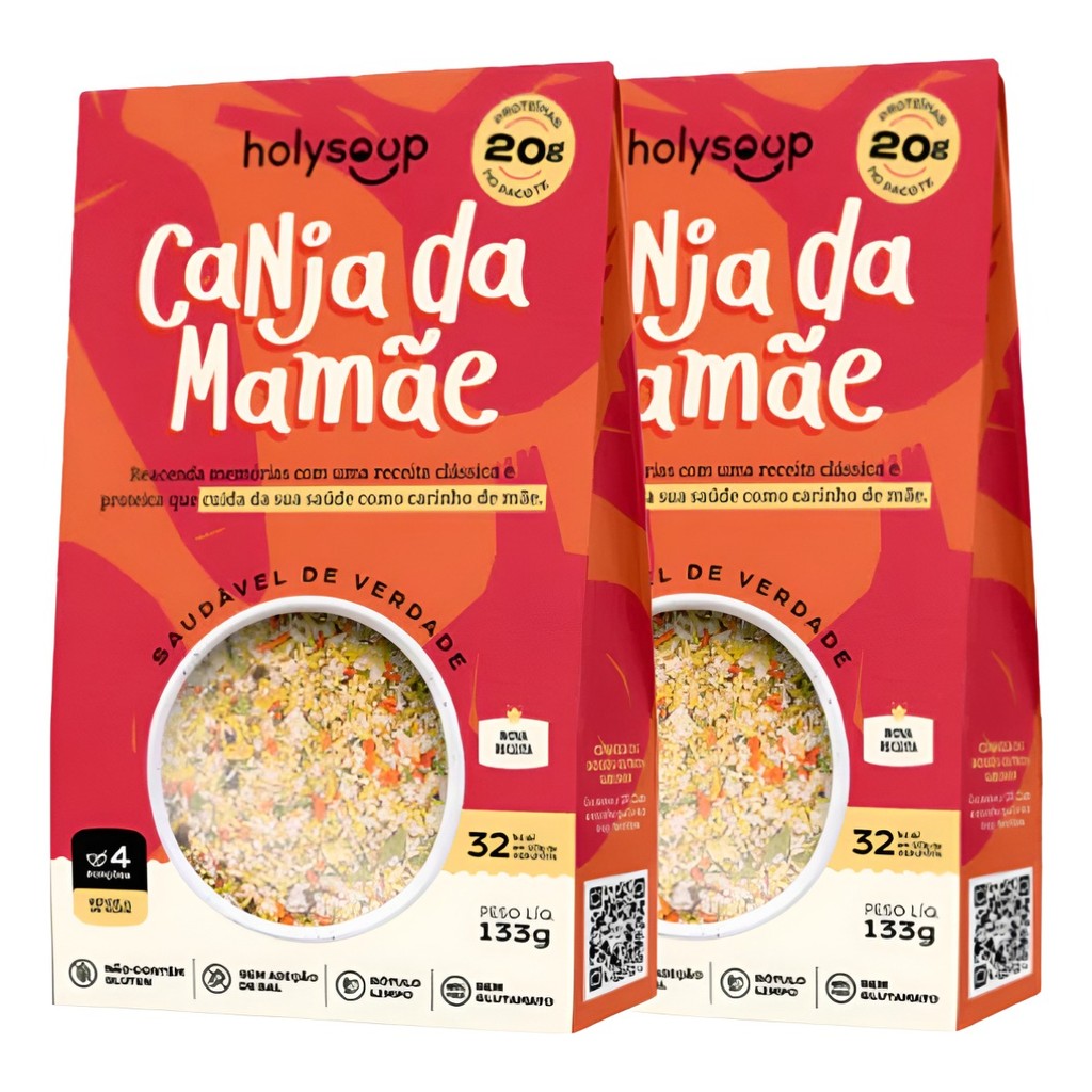kIT  2 Sopa creme instantânea Holy Soup canja da mamãe fit saudável sem glúten
