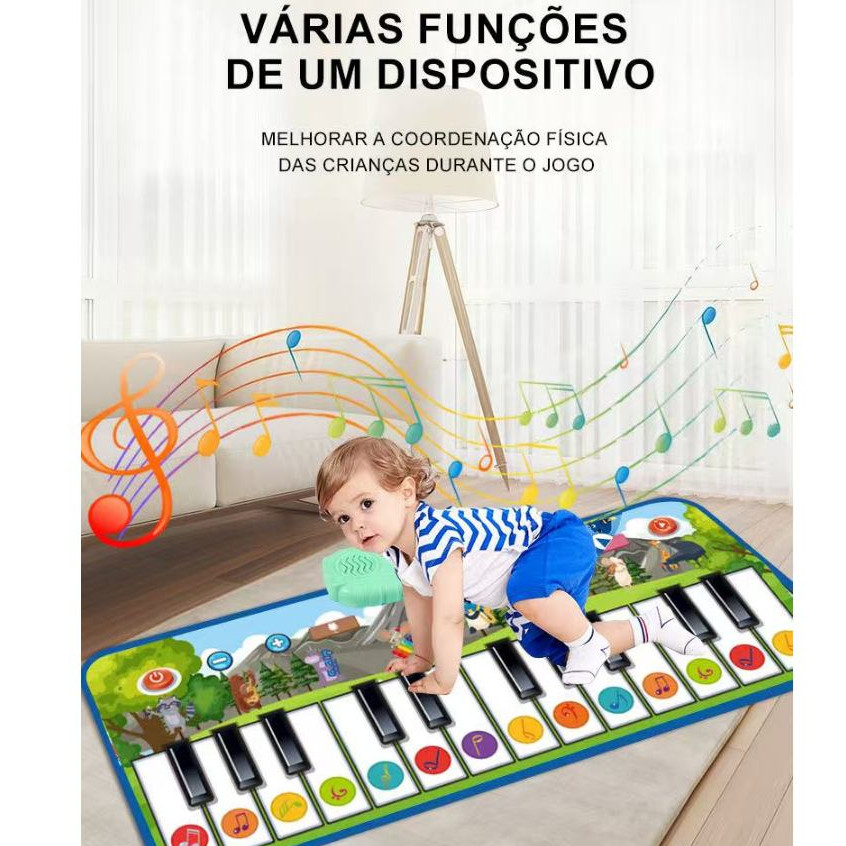 Tapete infantil com teclado eletrônico musical com tema de animais--6803