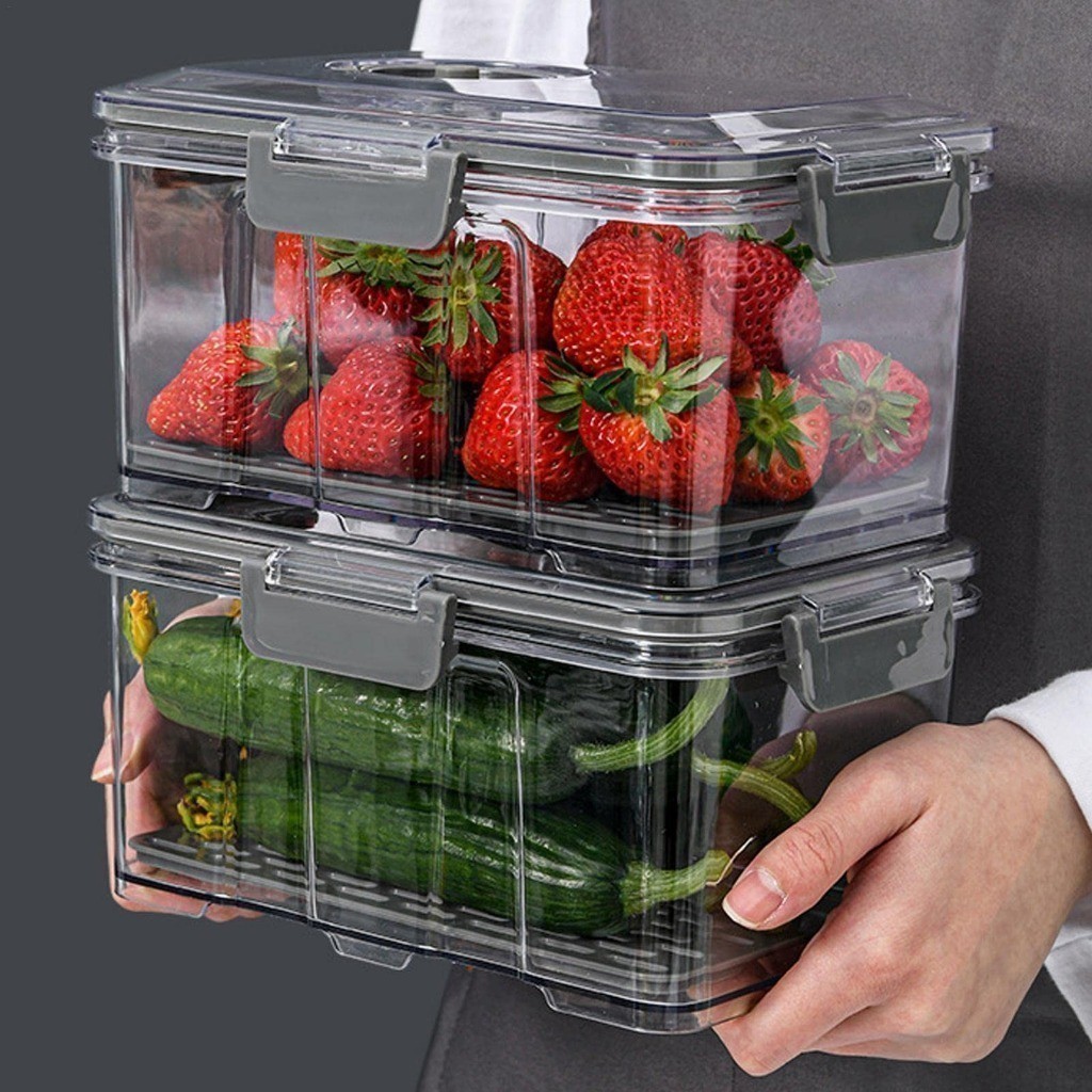 Pote Hermético com Vedação a Vácuo Recipiente de Legumes Cozinha Frutas Verduras Organizador