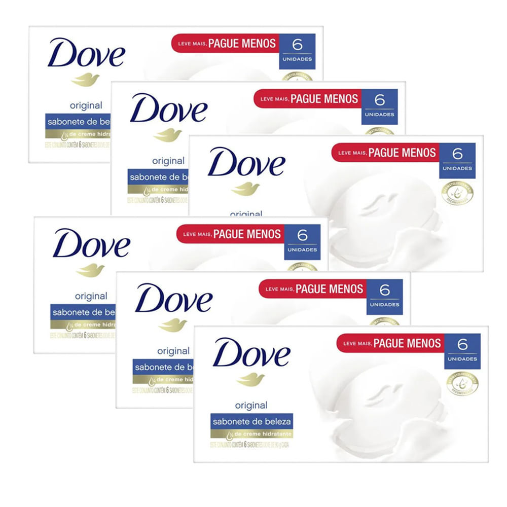 Kit Sabonete Em Barra Dove Branco Original - 36 Unidades 90g