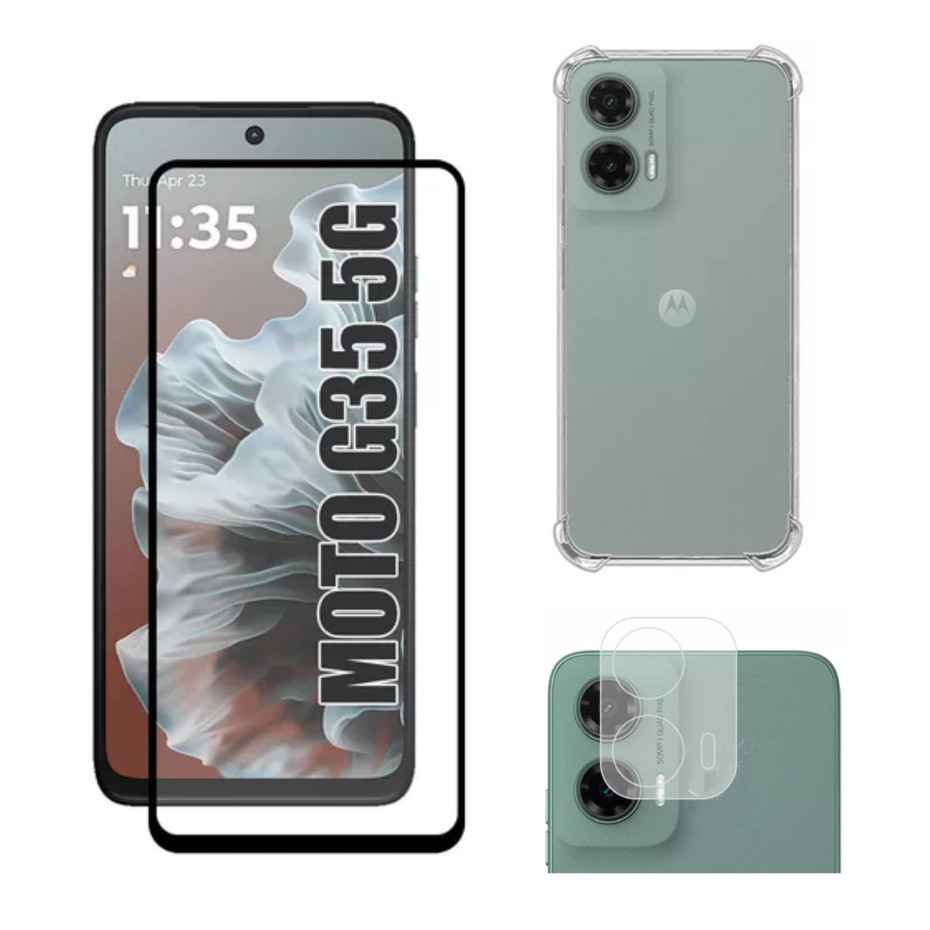 Kit Para Motorola G35 - Película 3d + Capa Tpu + Câmera 3d