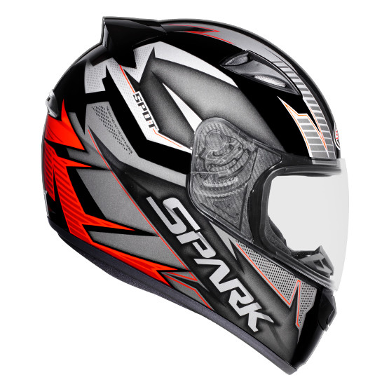Capacete Moto Ebf New Spark Spot Preto Brilhante Vermelho Com Narigueira