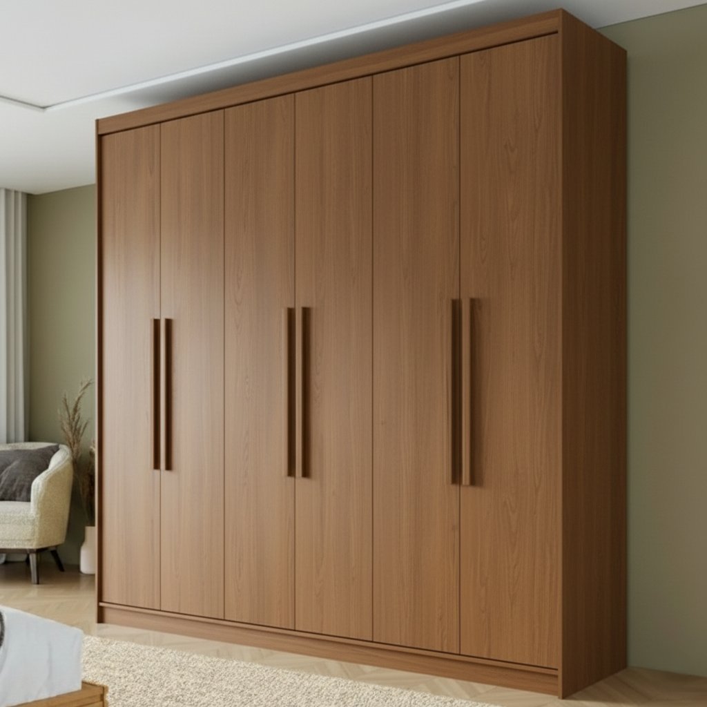 Guarda Roupa Casal 6 Portas 2 Gavetas Lyon Yescasa Cinamomo em Oferta na Shopee