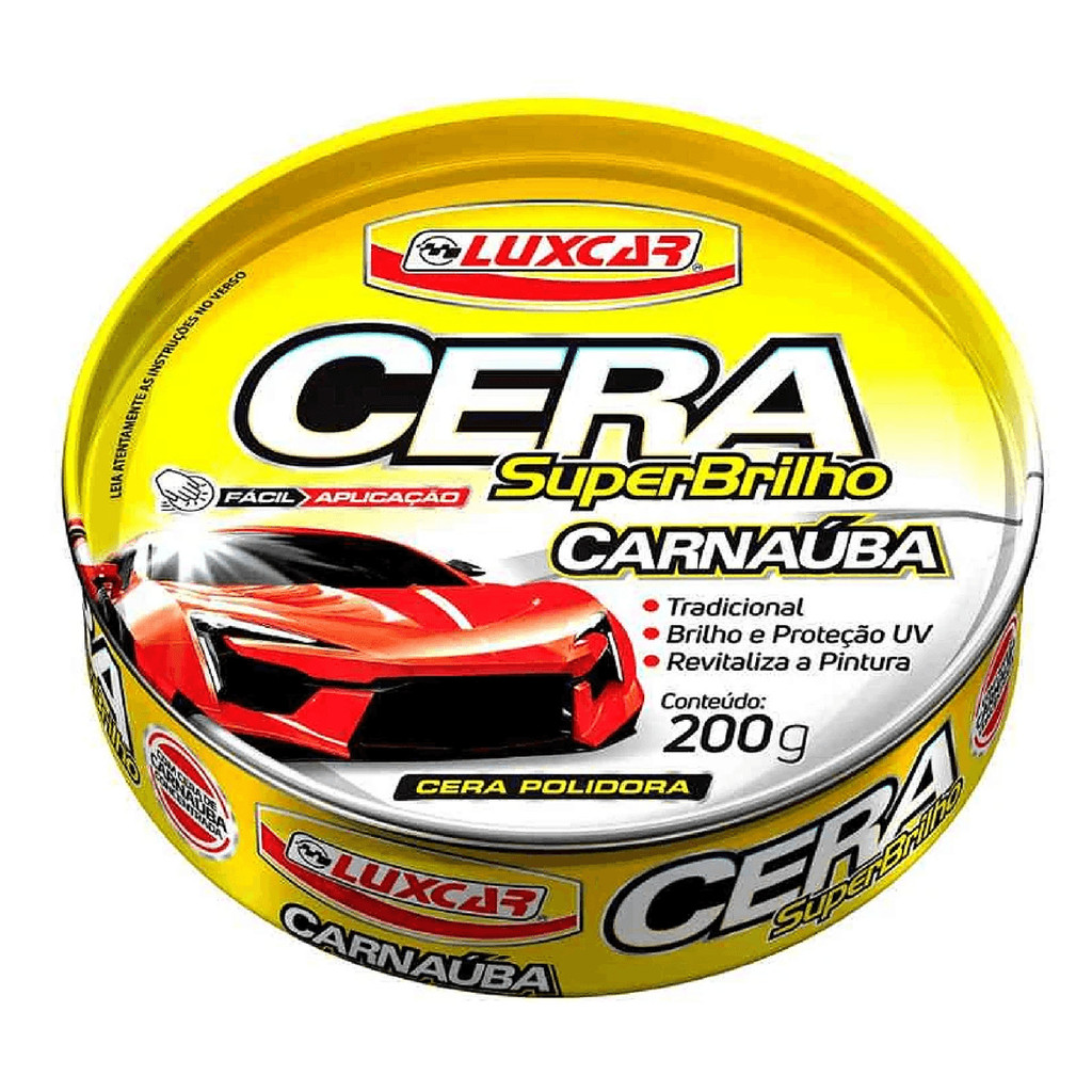 Cera Automotiva Carnauba Luxcar Pasta Superbrilho 200g em Oferta na Shopee