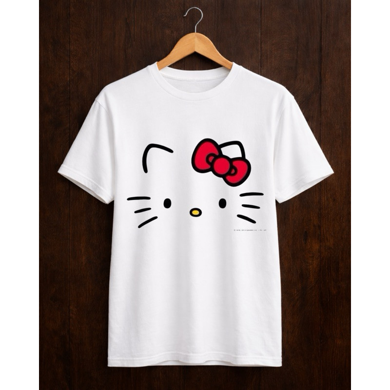 Camiseta [Algodão] Hello Kitty Laço Rosa ou Vermelho| Unissex| Infantil, Adulto e Plus Size