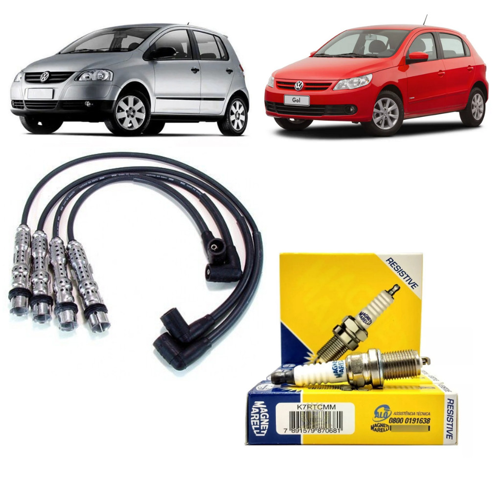 Kit Jogo de Cabos e Velas Ignição Gol Voyag Saveir Fox G4 G5 1.0 1.6 8v FLEX - Magneti marelli e ILM