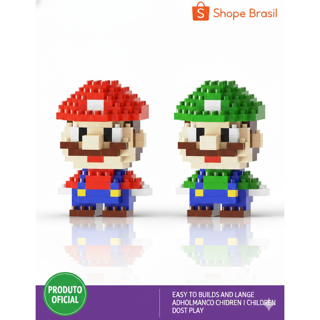 【OFERTA】Mini Blocos de Construção Kawaii Estilo Pixel Decoração de Mesa Presente Criativo Crianças