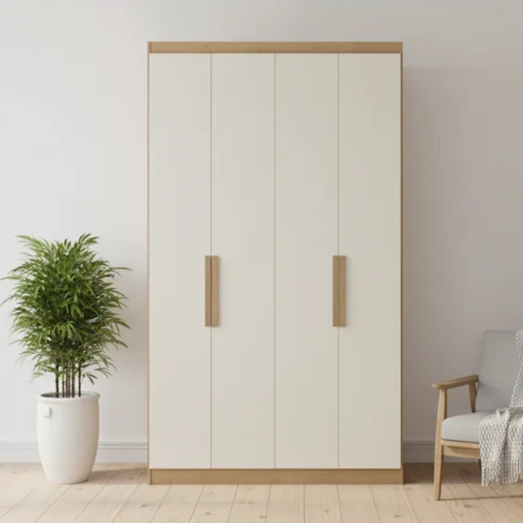 Guarda-roupa 4 Portas 120cm X 220cm Milan Capuccino/Off White em Oferta na Shopee