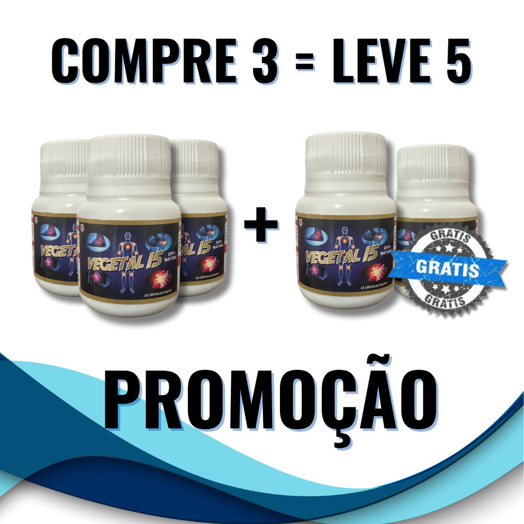 Kit 05 Unidades Vegetal 15 500mg 15 Capsulas Original Envio Imediato Premium 