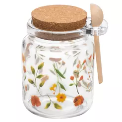 Pote de Vidro 250ml Encanto Lyor com Tampa e Colher para Açúcar Chá Temperos Condimentos Doces Mesa Posta Organização