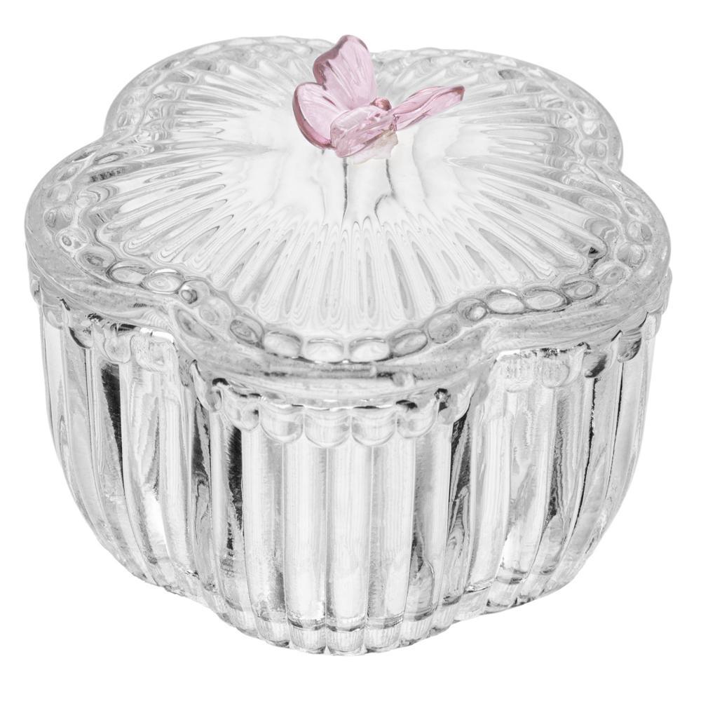Porta Joias Lyor Fairy Butterfly 8,5cm Cristal Sortido com Tampa para Anéis Brincos Colares Organização e Decoração Lar