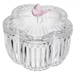 Porta Joias Lyor Fairy Butterfly 8,5cm Cristal Sortido com Tampa para Anéis Brincos Colares Organização e Decoração Lar
