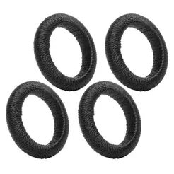 Conjunto 4 Anéis para Guardanapo Tressê Preto Plástico Lyor para Mesa Posta Jantar Almoço Decoração Elegante Sofisticada
