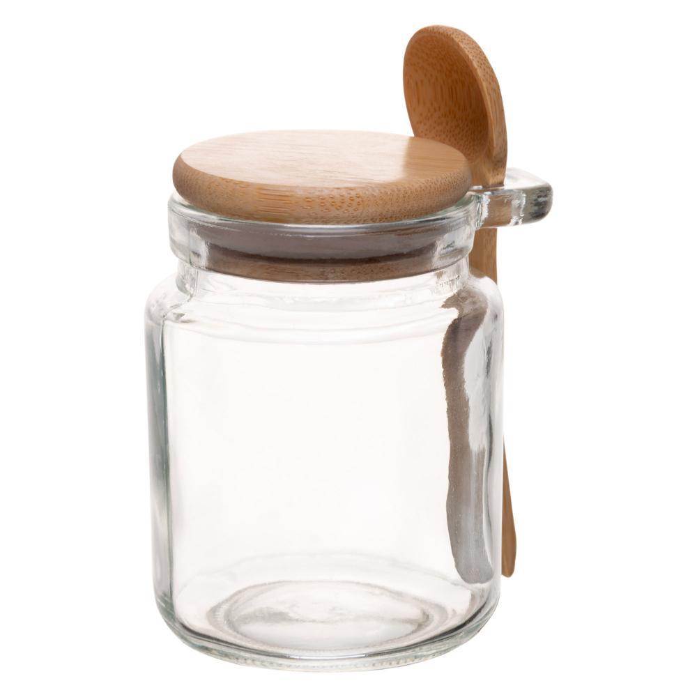 Porta Mantimentos Redondo com Colher e Tampa de Bambu 270ml