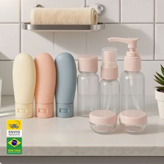 Kit Conjunto Portátil De Viagem Frascos E Potes Organizadores Higiene Cosméticos Cores Sortidas em Oferta na Shopee