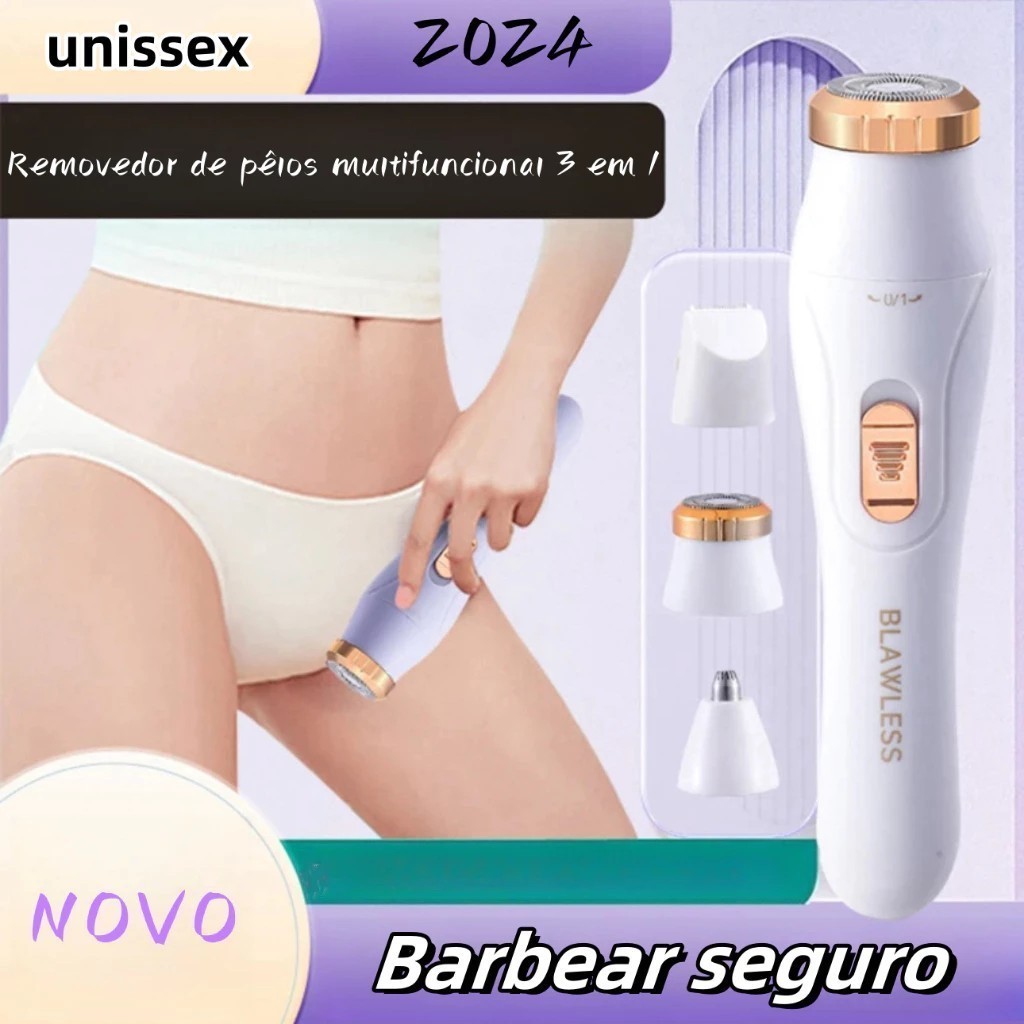 Depiladora Elétrica Recarregável 3 em 1 | Aparador e Barbeador Multifuncional em Oferta na Shopee