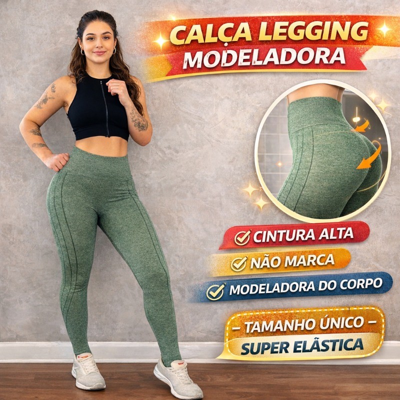 Calça Legging Yoga Cintura Alta Modeladora – Tecido Respirável, Conforto para Academia e Dia a Dia em Oferta na Shopee