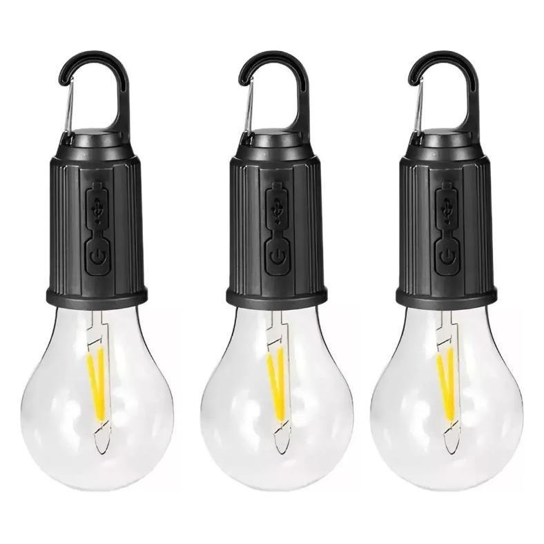 Lâmpadas De Emergência Kit 3 Com LED Recarregável Portátil Tipo Lanterna