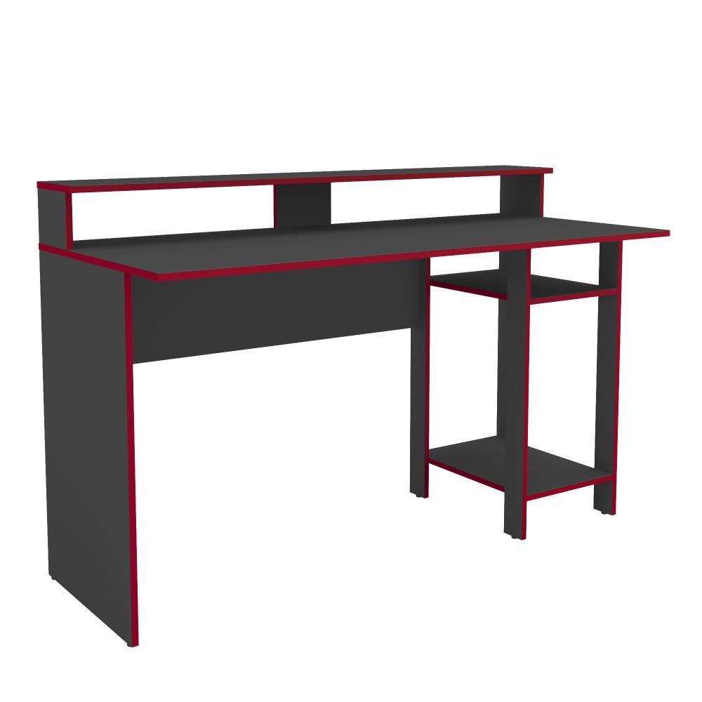 Mesa Escrivaninha Gamer para Computador Vulcano 3 Prateleiras 136cm Cor Preto/Vermelho - Mademóvel