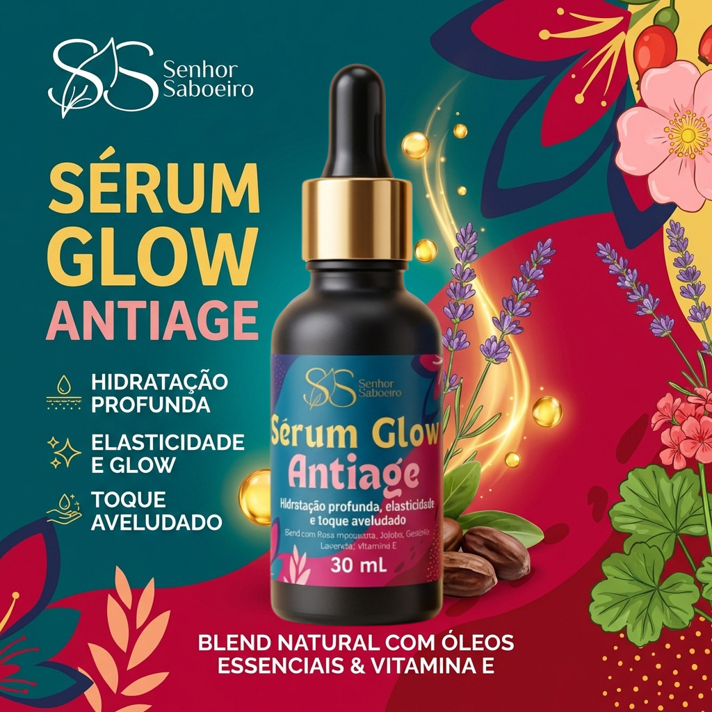 Sérum Facial Anti-idade Antissinais Blend Rosa Mosqueta e Jojoba com Óleos Essenciais 30 mL